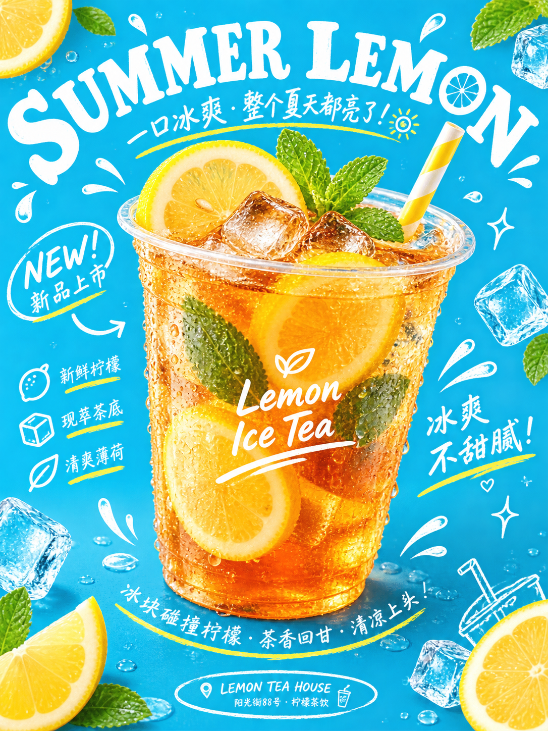 柠檬冰茶新品海报