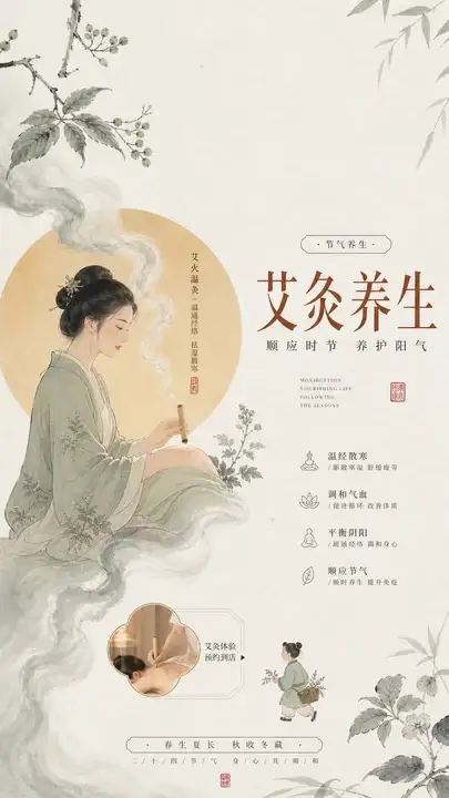 艾灸理疗节气卡