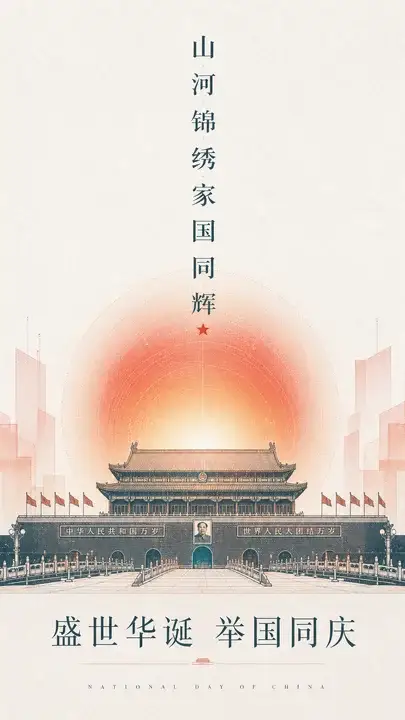 国庆节城市灯箱海报