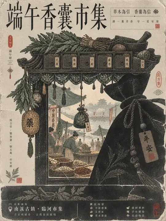 中药香囊市集海报