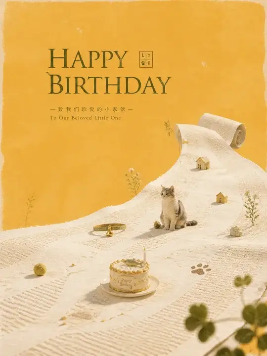 猫咪生日纪念海报