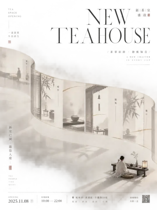 茶室开业海报