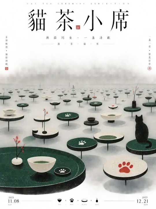 猫主题茶席展海报