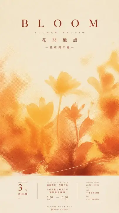 花店周年庆海报