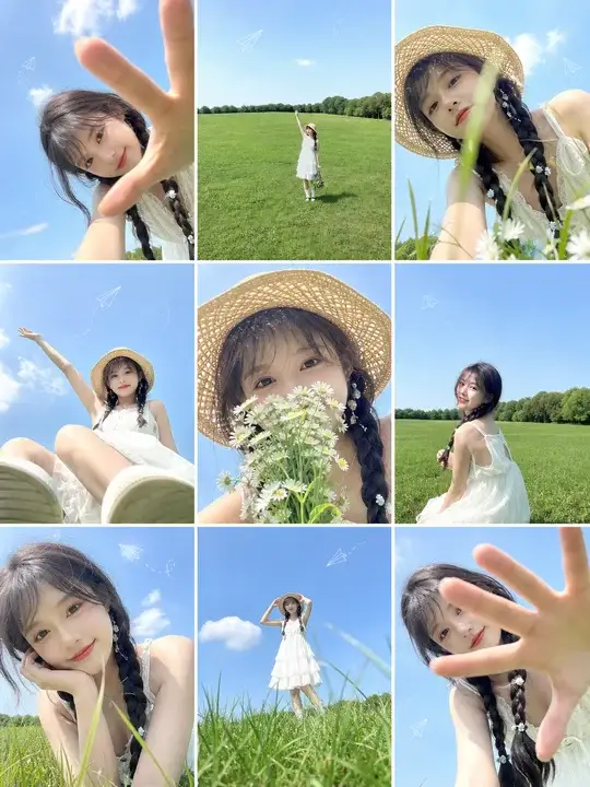 蓝天少女自拍
