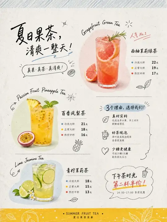 夏日果茶菜单