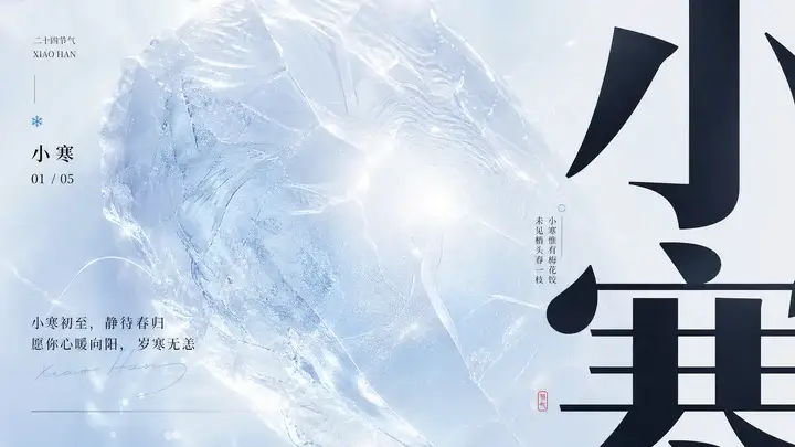 小寒冰纹节气海报