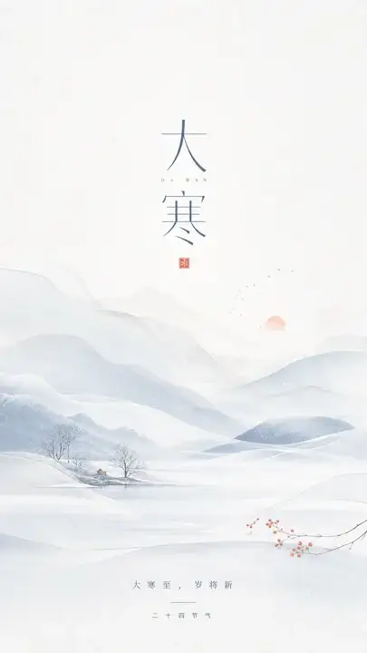 大寒留白节气海报