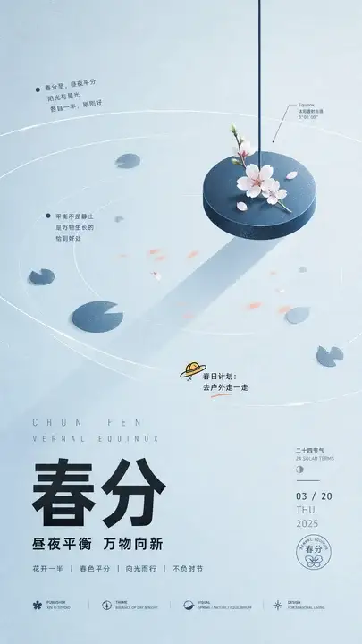 春分昼夜平衡海报