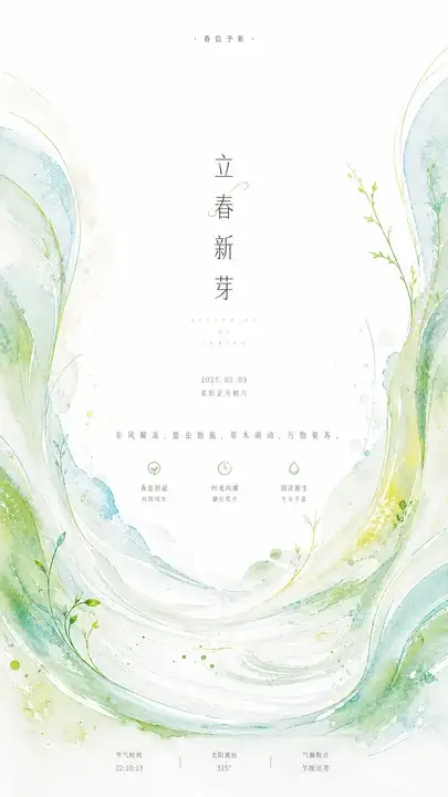 立春新芽节气海报
