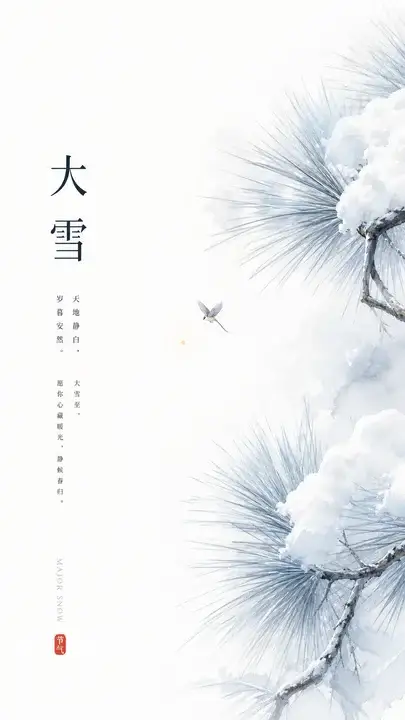 大雪松影静白