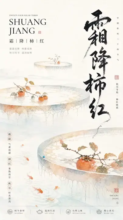 霜降柿红秋尽