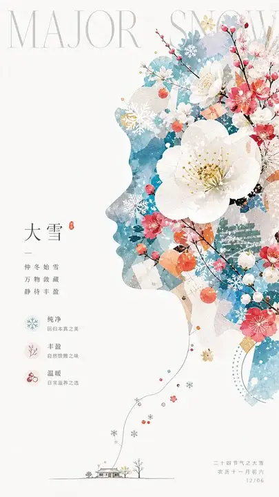 大雪花簇节气海报