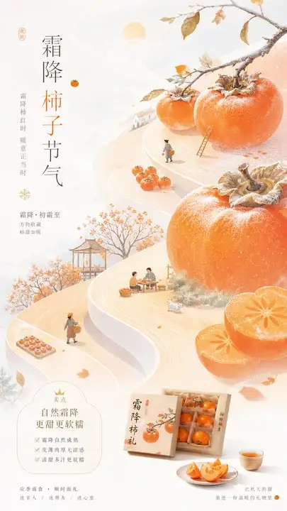 霜降柿子暖橙