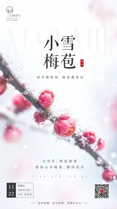 小雪梅苞