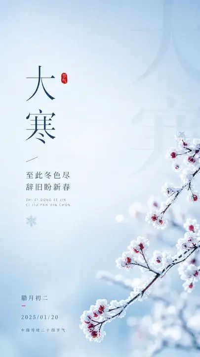 大寒雪枝节气海报