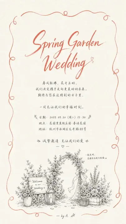 春日婚礼请柬