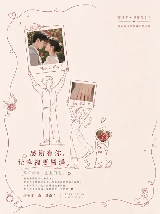 订婚答谢卡