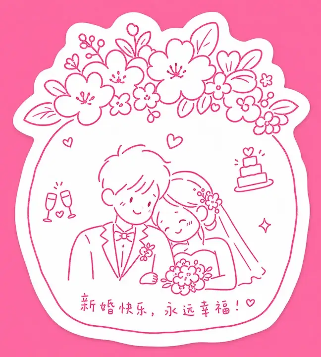 婚礼新人纪念贴纸