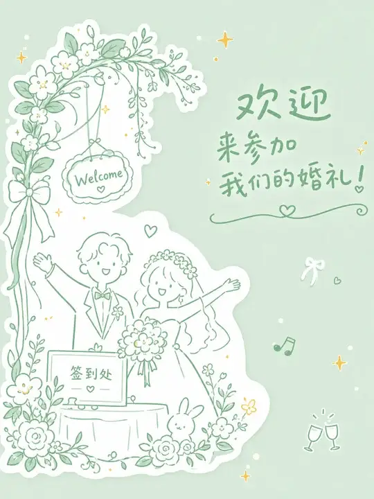 婚礼签到迎宾贴纸