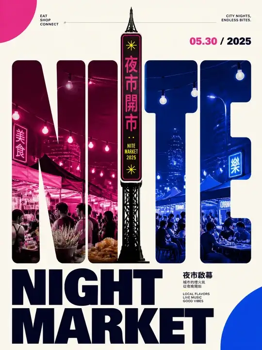 夜间市集启幕海报