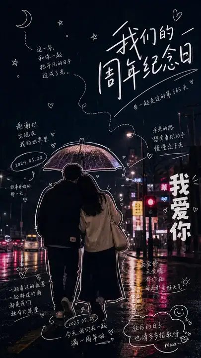 雨夜街角周年告白海报