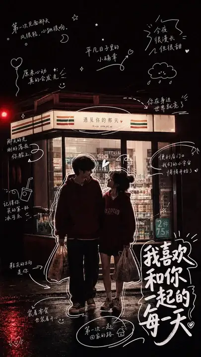 酒红便利店日常纪念海报
