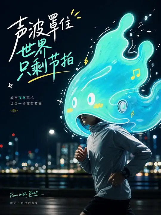 夜跑耳机怪套头
