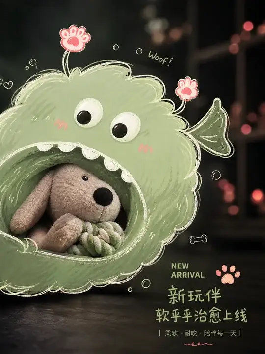 宠物玩具绿怪套头