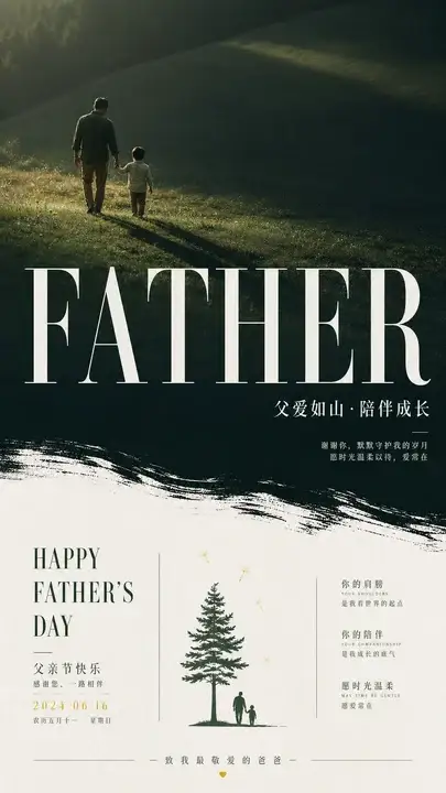 父亲节草地陪伴海报