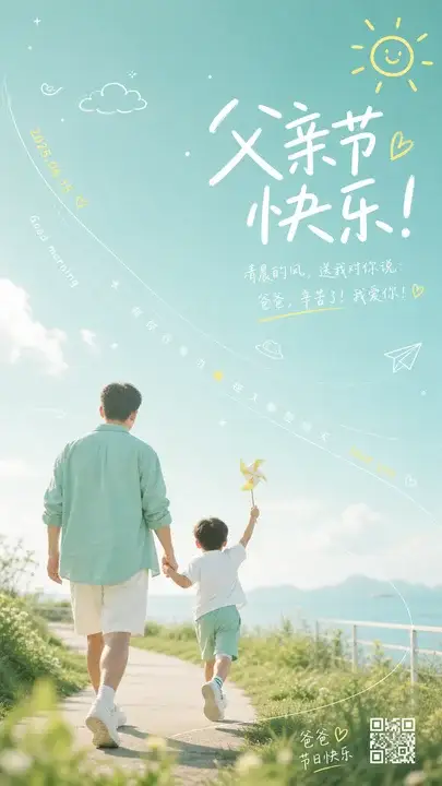 父亲节清晨贺卡