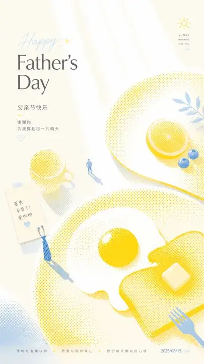 父亲节早餐祝福海报