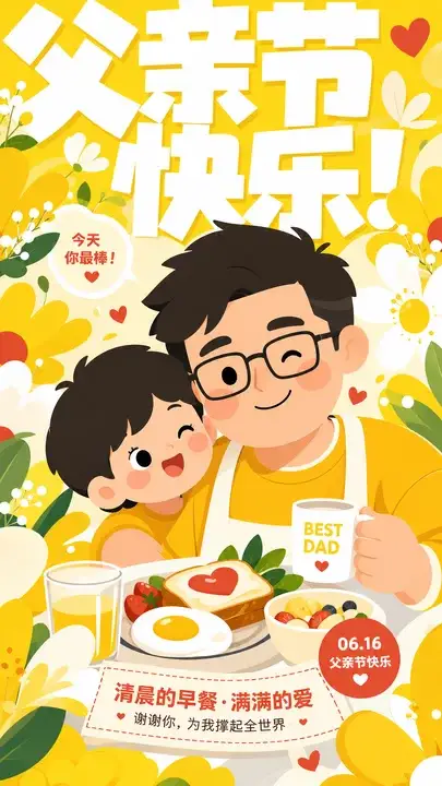 父亲节早餐贺卡