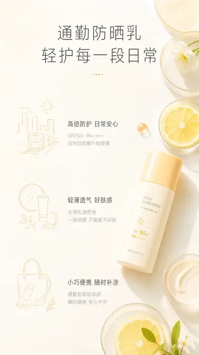 防晒乳通勤卖点页