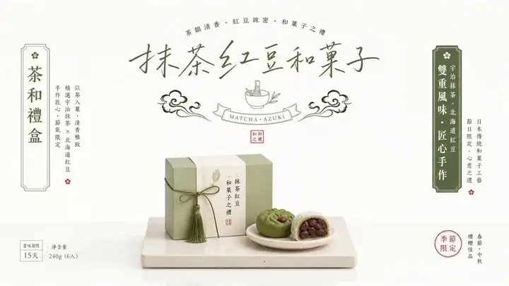 抹茶红豆礼盒页