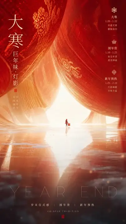 大寒巨年味灯影水面海报