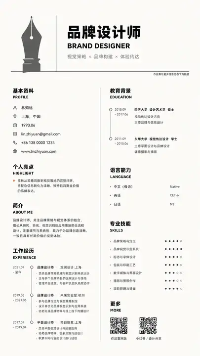 品牌设计师求职简历
