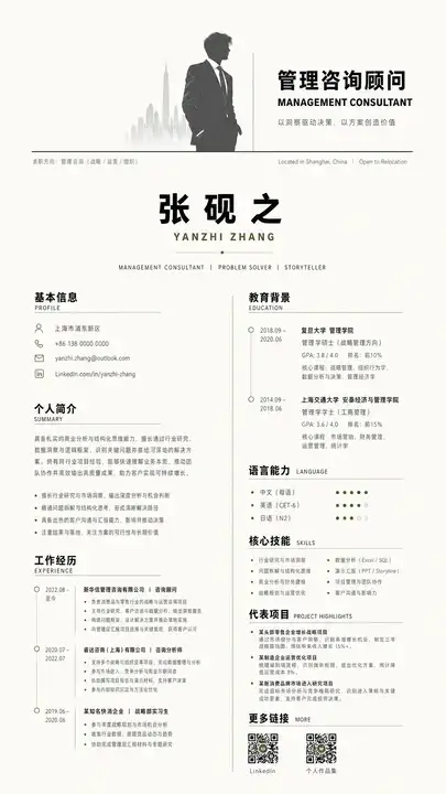 咨询顾问求职简历
