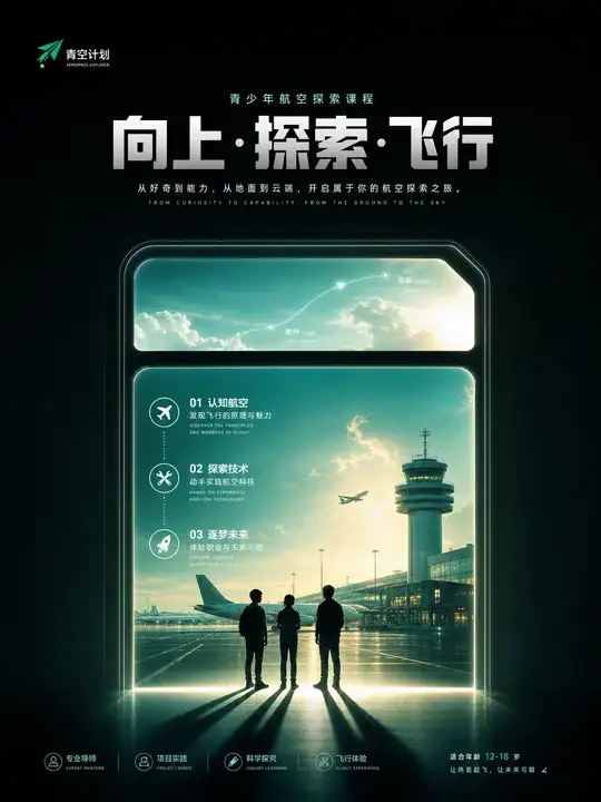 翡翠青航空教育海报