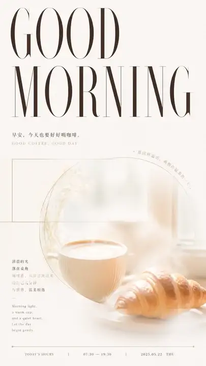 咖啡馆晨间问候海报