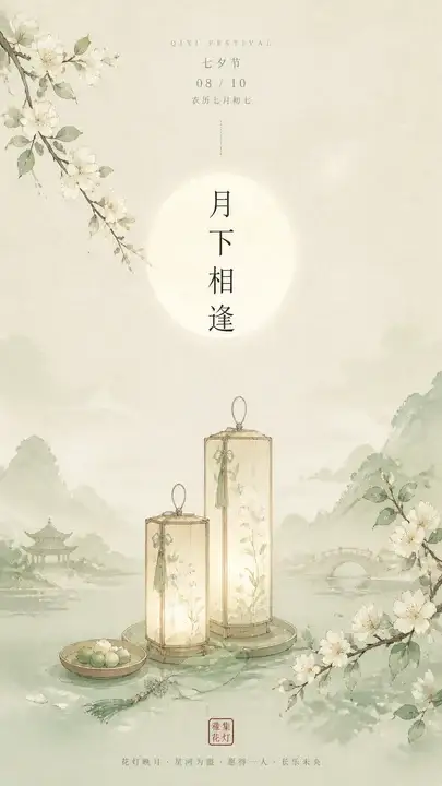 七夕月下花灯雅集海报