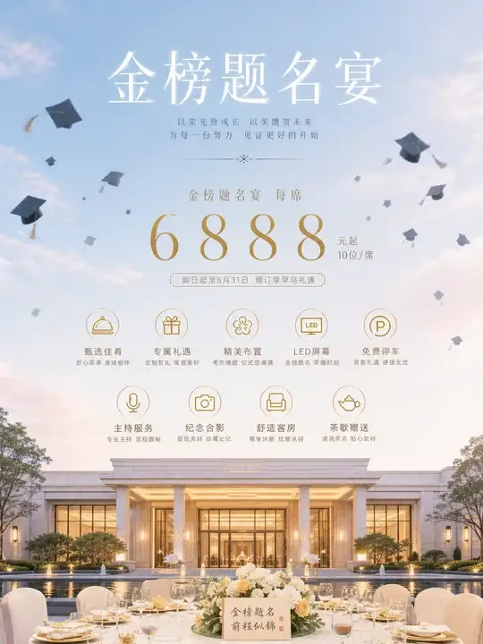 金榜题名宴店内屏海报