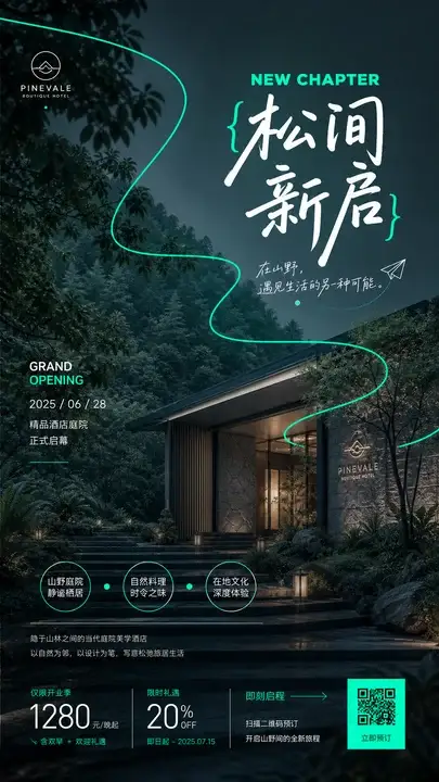 酒店庭院启幕海报