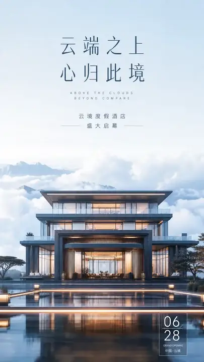 云端度假酒店开业海报