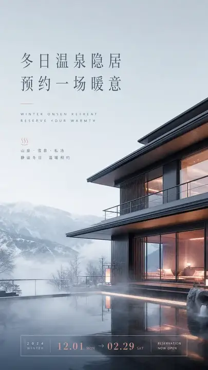 温泉酒店冬季预约海报