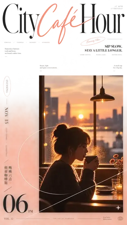 傍晚咖啡馆海报