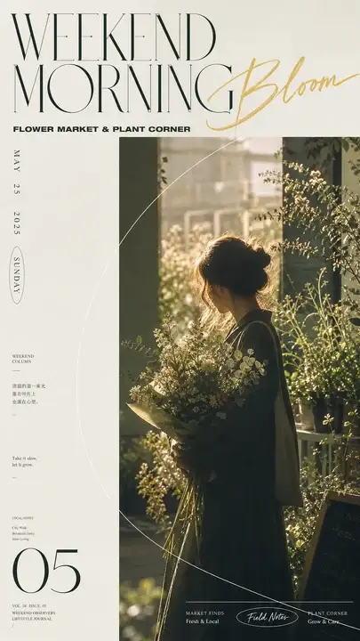 晨间花市绿植海报