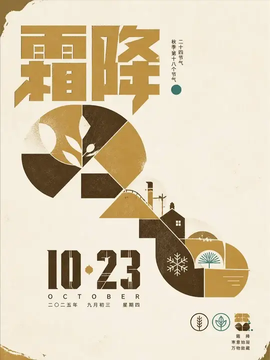 霜降艺术日历海报