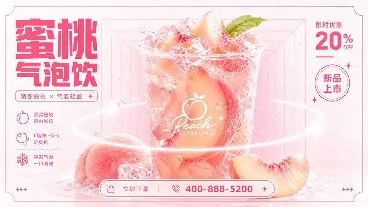 蜜桃气泡饮促销