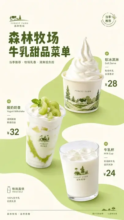 森林牛乳菜单